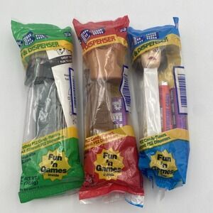 Lot of 3 Vintage Star Wars PEZ Dispensers Factory Sealed Leia Ewok Boba Fett